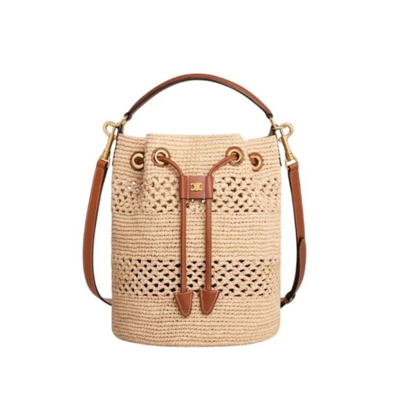 CELINE Clara Classic Panier in Raffia and Calfskin - Picture 1 of 9